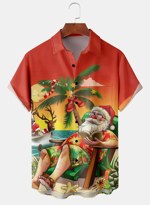 Men's Christmas Funny Graphic Short Sleeve Hawaiian Shirt